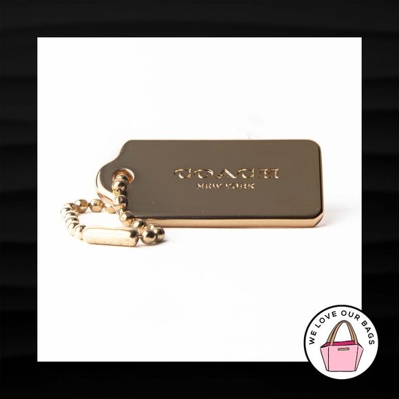 NEW Medium COACH NEW YORK GOLD BRASS THICK METAL FOB BAG CHARM KEYCHAIN HANG TAG - Picture 3 of 3